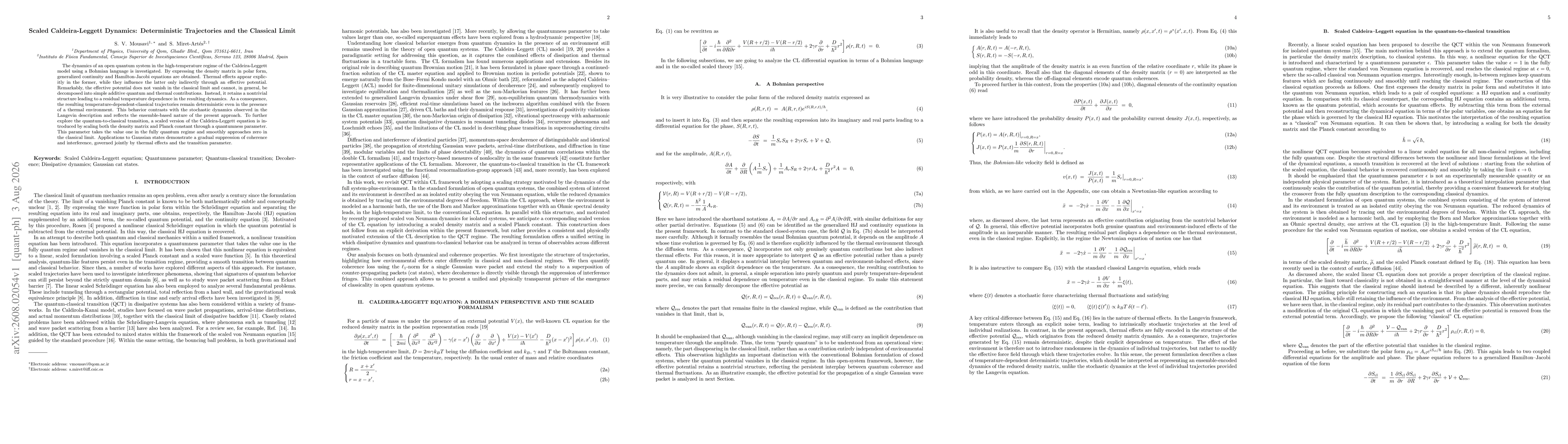 Thumbnail for Scaled Caldeira-Leggett Dynamics: Deterministic Trajectories and the Classical Limit