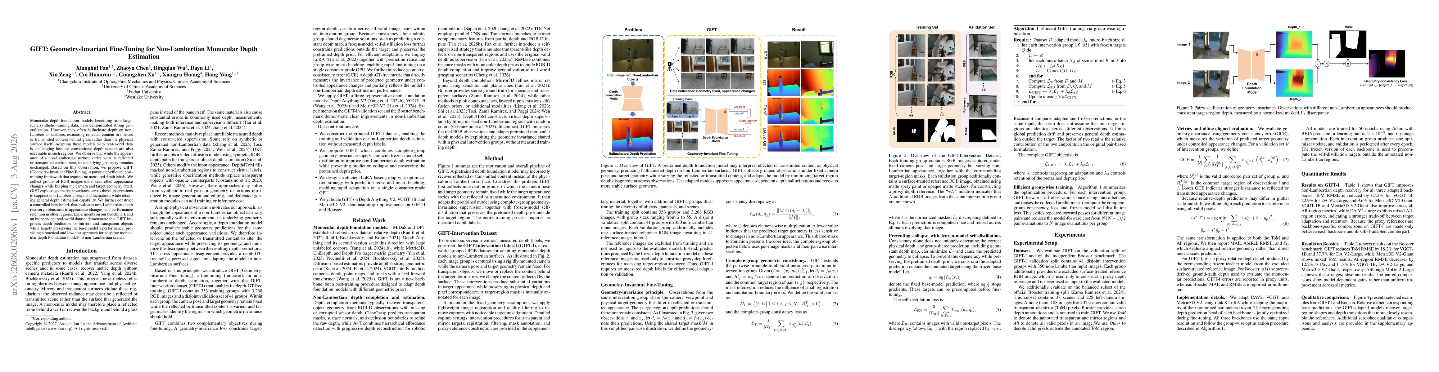 Thumbnail for GIFT: Geometry-Invariant Fine-Tuning for Non-Lambertian Monocular Depth Estimation
