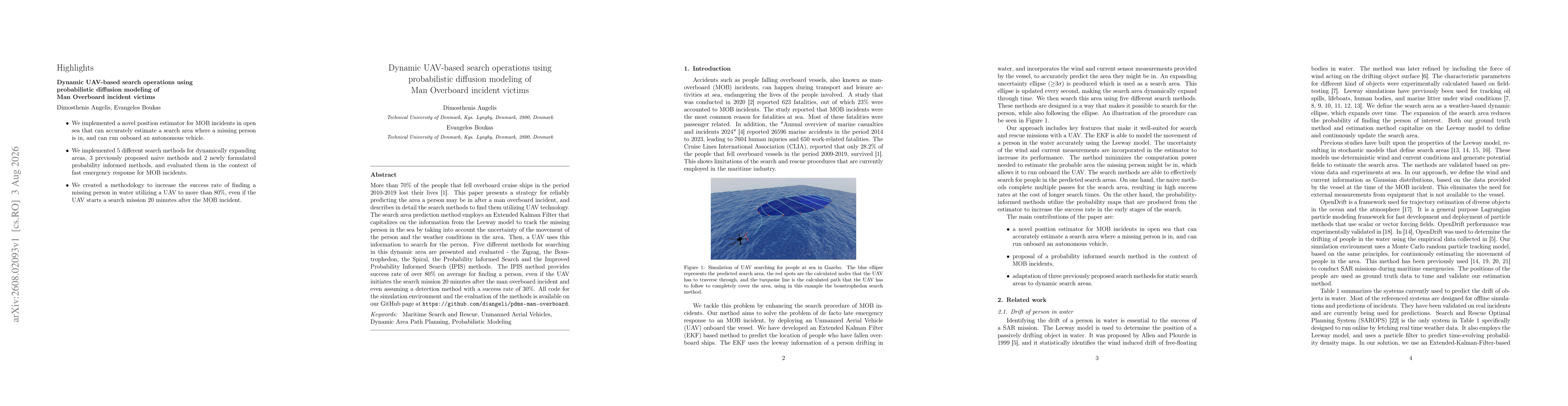 Thumbnail for Dynamic UAV-based search operations using probabilistic diffusion modeling of Man Overboard incident victims