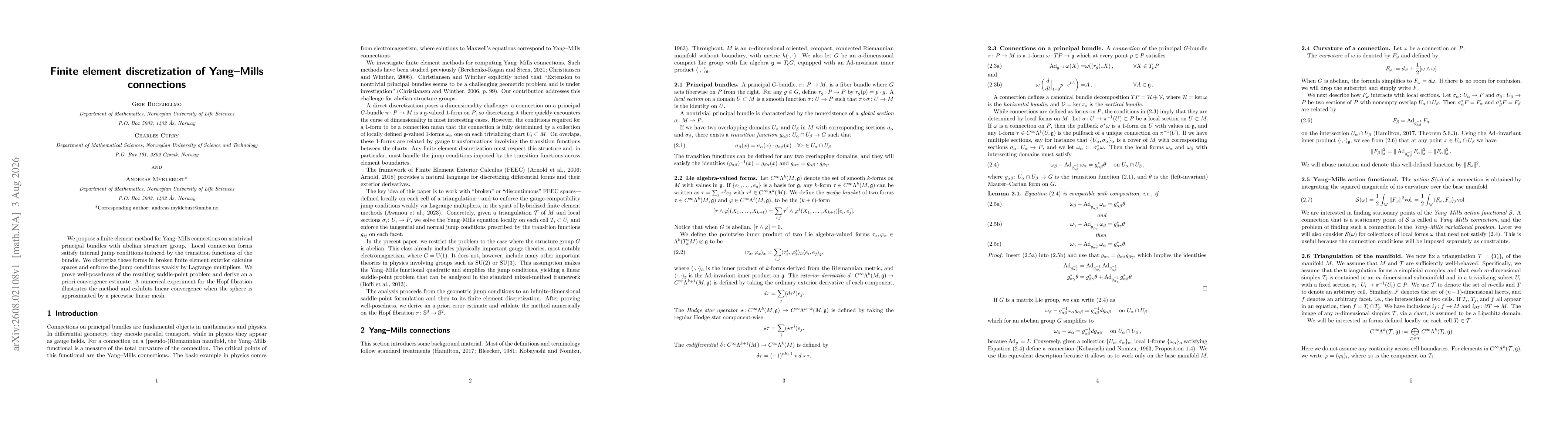 Thumbnail for Finite element discretization of Yang--Mills connections
