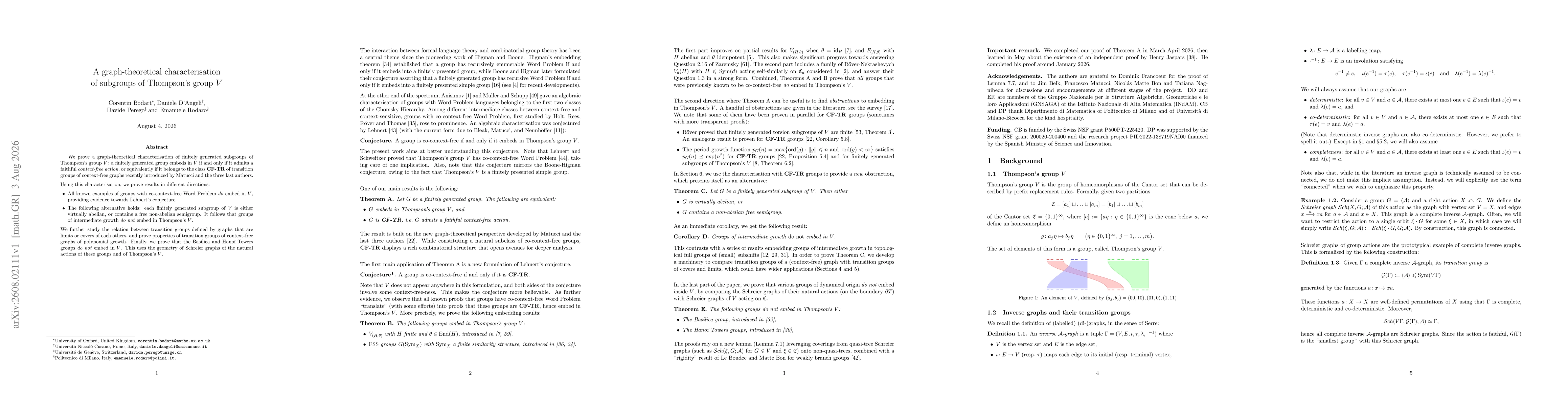 Thumbnail for A graph-theoretical characterisation of subgroups of Thompson's group $V$