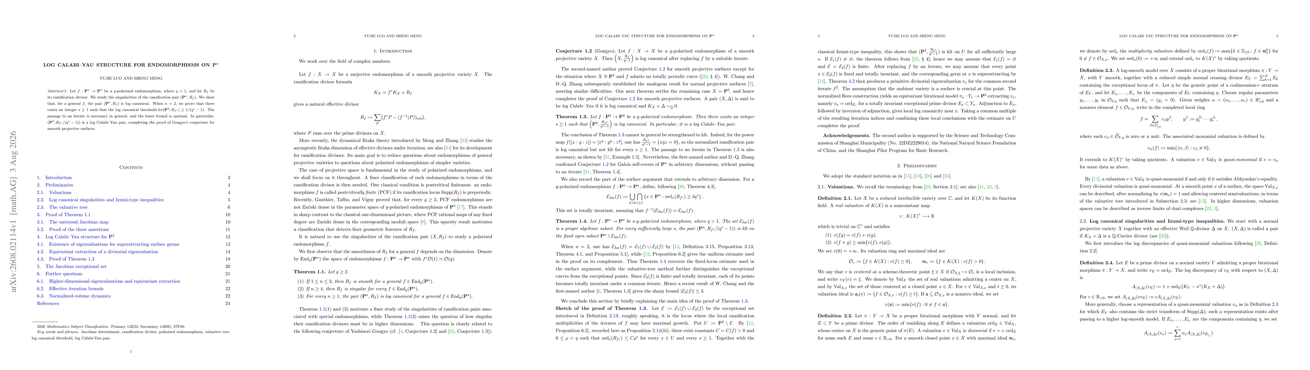 Thumbnail for Log Calabi--Yau structure for endomorphisms on $\mathbf{P}^n$