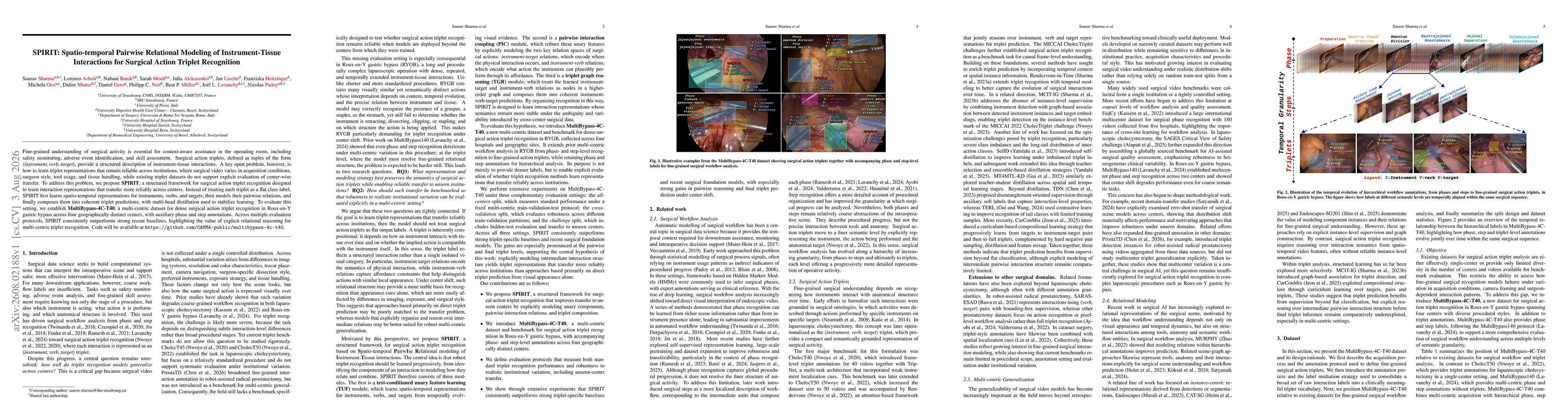 Thumbnail for SPIRIT: Spatio-temporal Pairwise Relational Modeling of Instrument-Tissue Interactions for Surgical Action Triplet Recognition