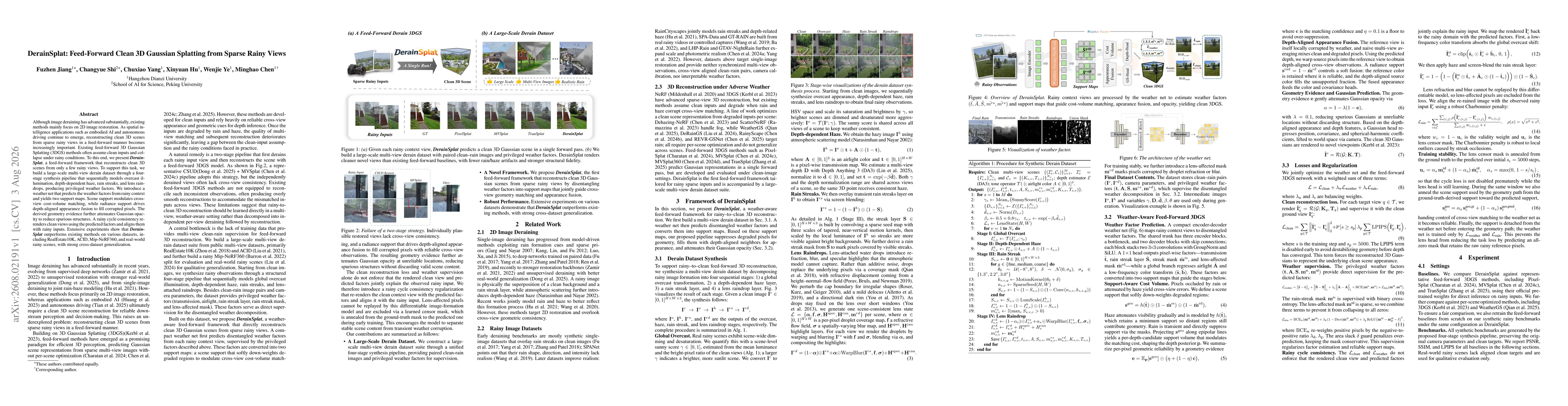 Thumbnail for DerainSplat: Feed-Forward Clean 3D Gaussian Splatting from Sparse Rainy Views