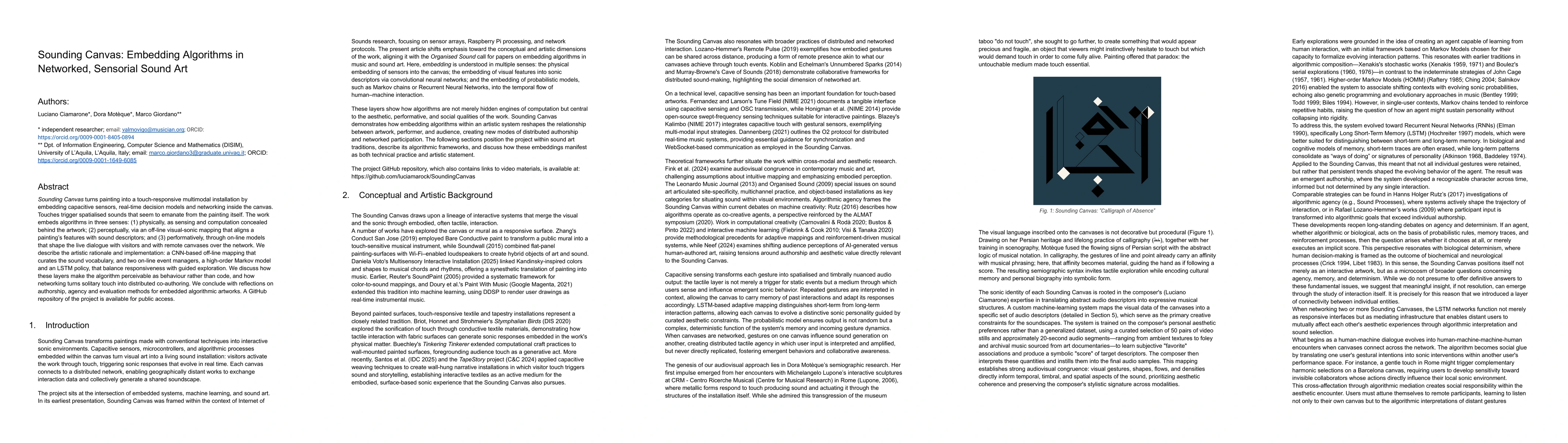 Thumbnail for Sounding Canvas: Embedding Algorithms in Networked, Sensorial Sound Art