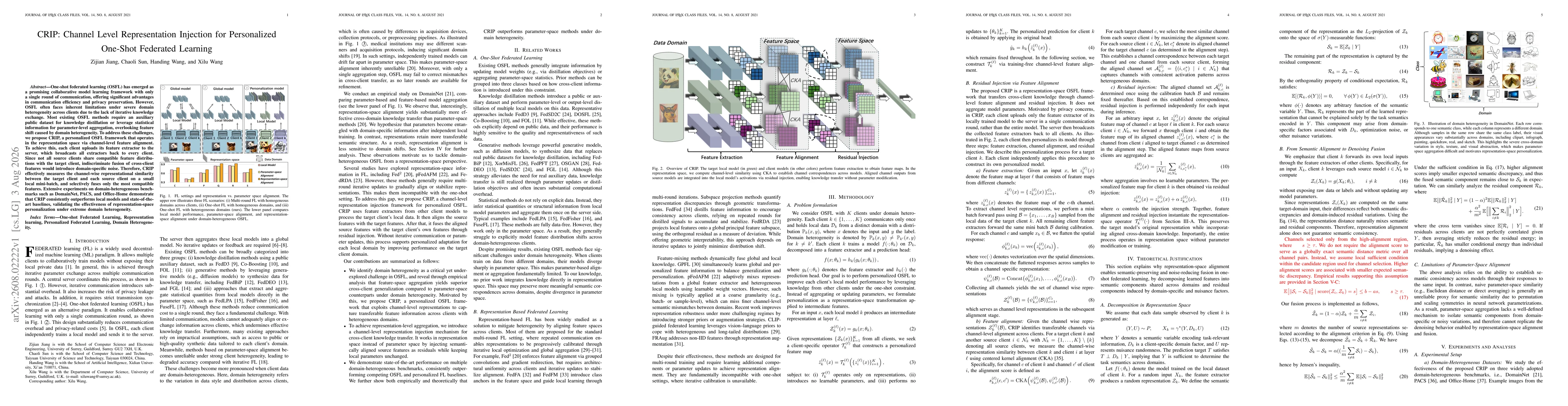 Thumbnail for CRIP: Channel Level Representation Injection for Personalized One-Shot Federated Learning