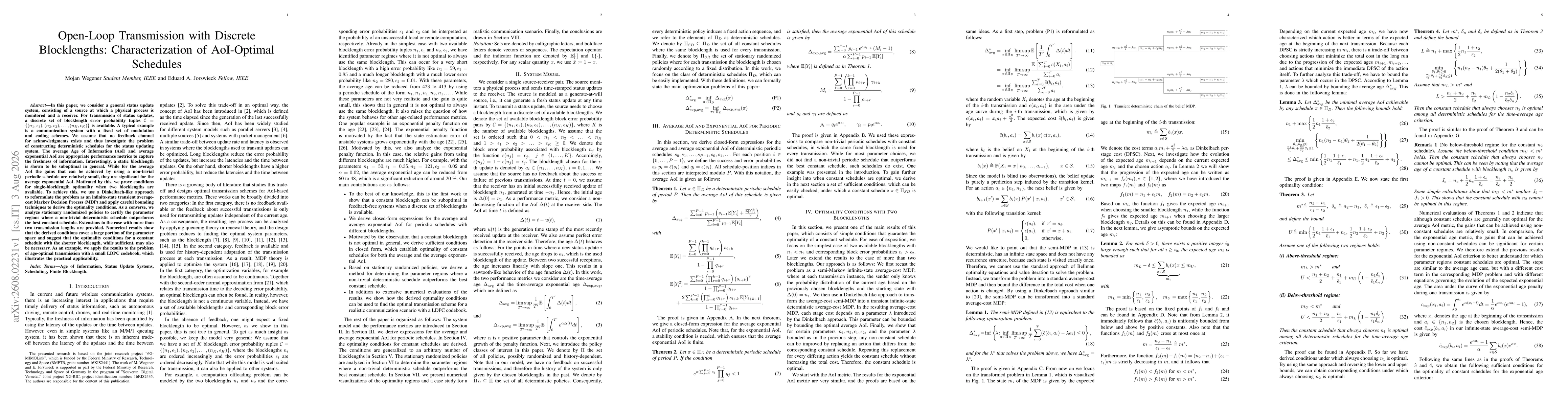 Thumbnail for Open-Loop Transmission with Discrete Blocklengths: Characterization of AoI-Optimal Schedules