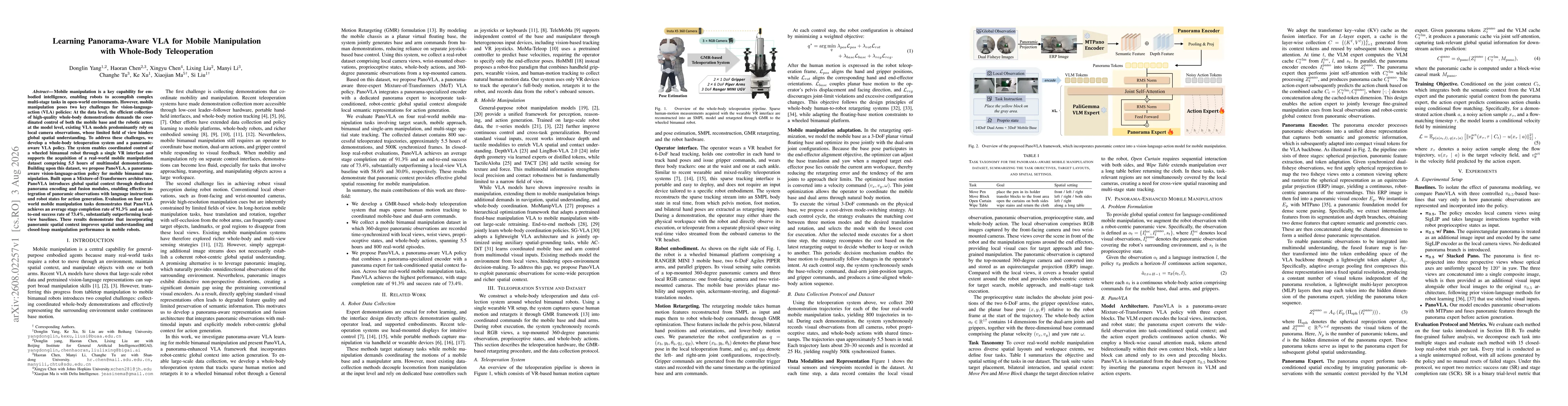 Thumbnail for Learning Panorama-Aware VLA for Mobile Manipulation with Whole-Body Teleoperation