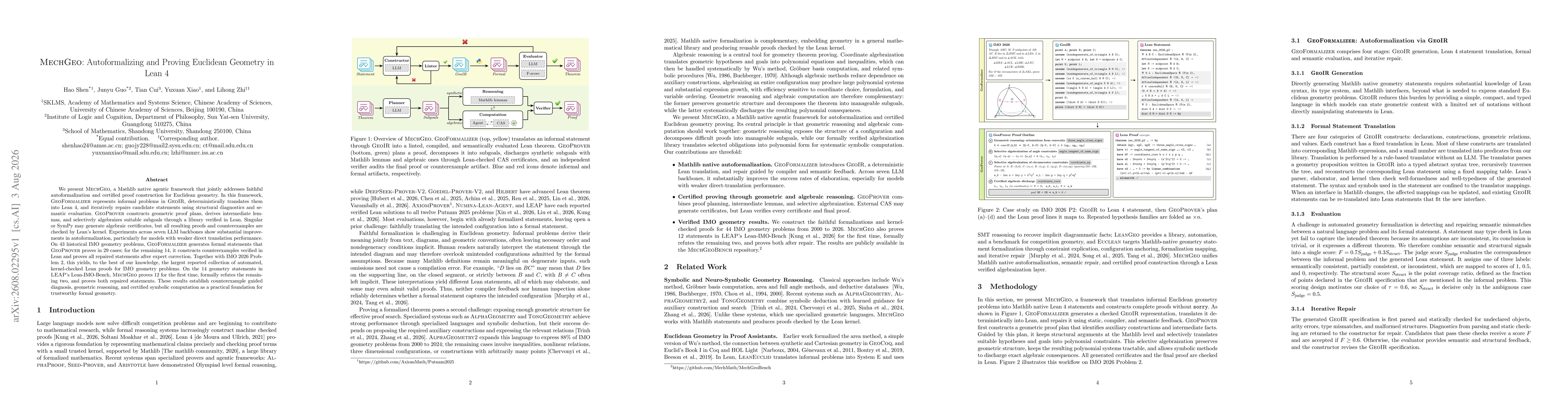 Thumbnail for MechGeo: Autoformalizing and Proving Euclidean Geometry in Lean 4