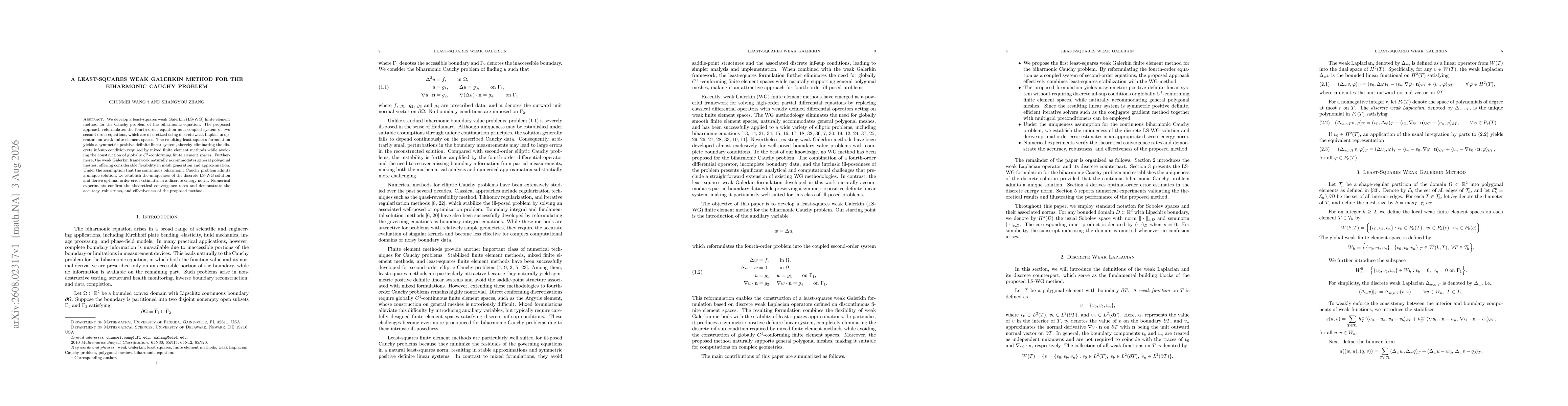 Thumbnail for A Least-Squares Weak Galerkin Method for the Biharmonic Cauchy Problem