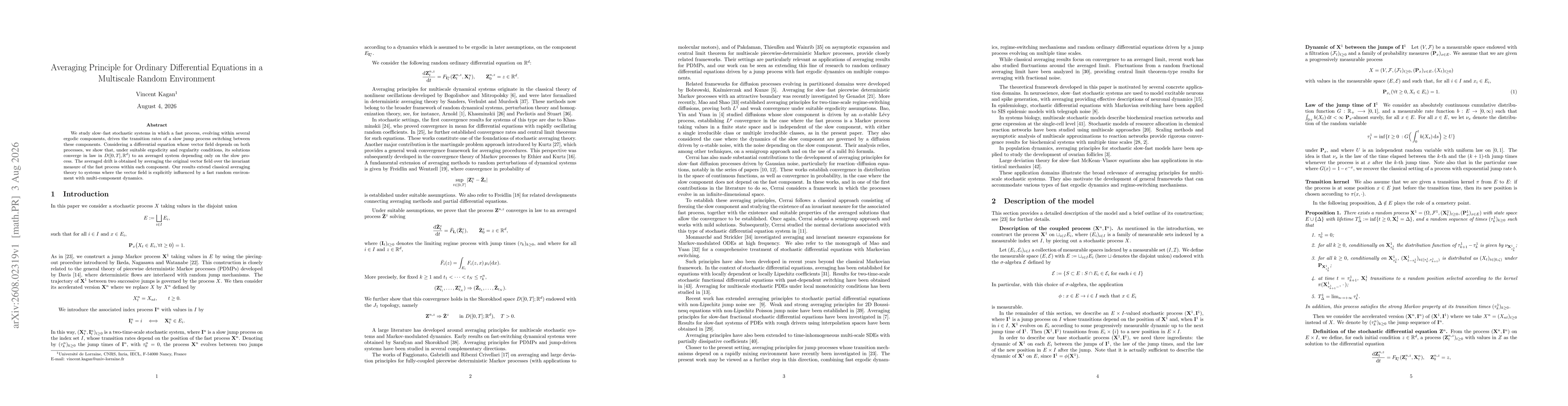Thumbnail for Averaging Principle for Ordinary Differential Equations in a Multiscale Random Environment