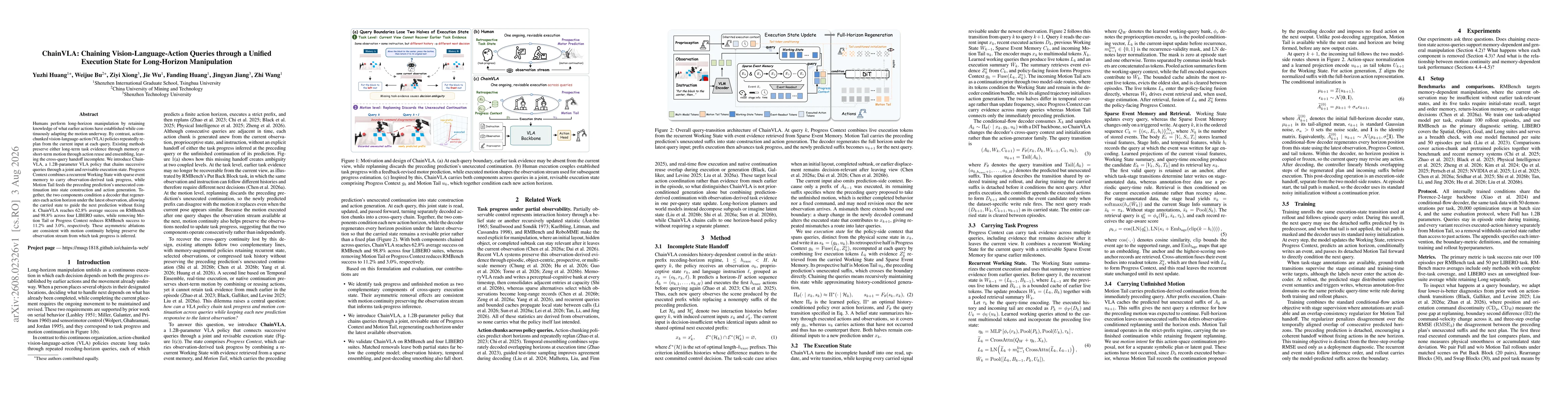 Thumbnail for ChainVLA: Chaining Vision-Language-Action Queries through a Unified Execution State for Long-Horizon Manipulation
