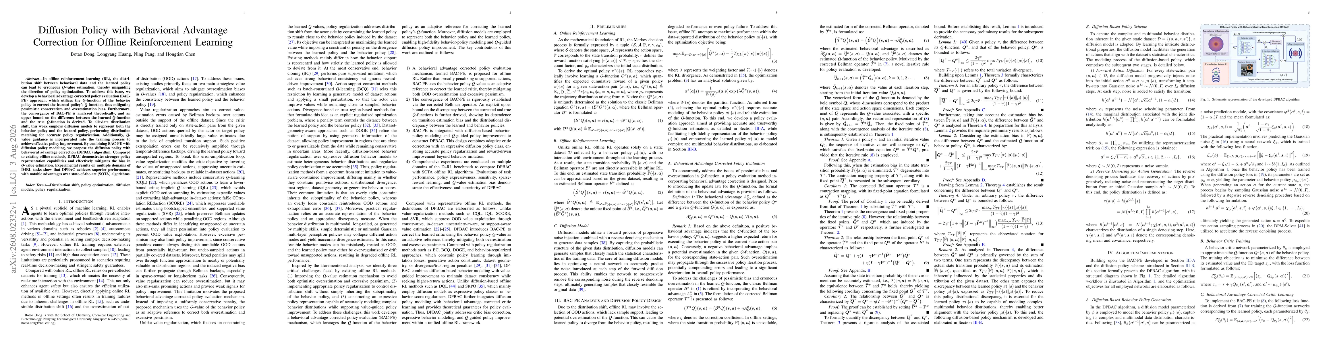 Thumbnail for Diffusion Policy with Behavioral Advantage Correction for Offline Reinforcement Learning