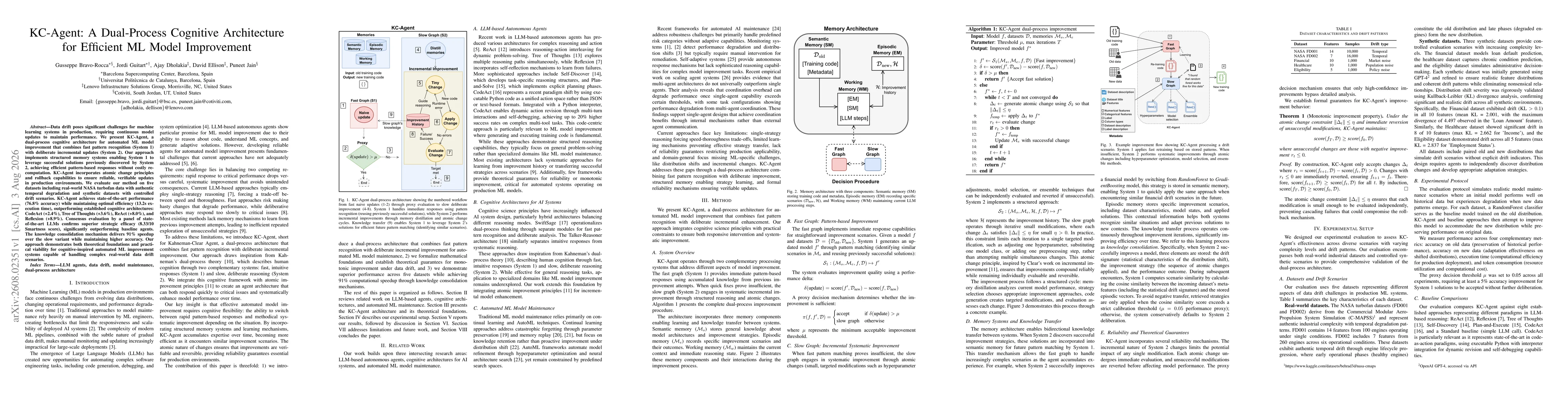 Thumbnail for KC-Agent: A Dual-Process Cognitive Architecture for Efficient ML Model Improvement