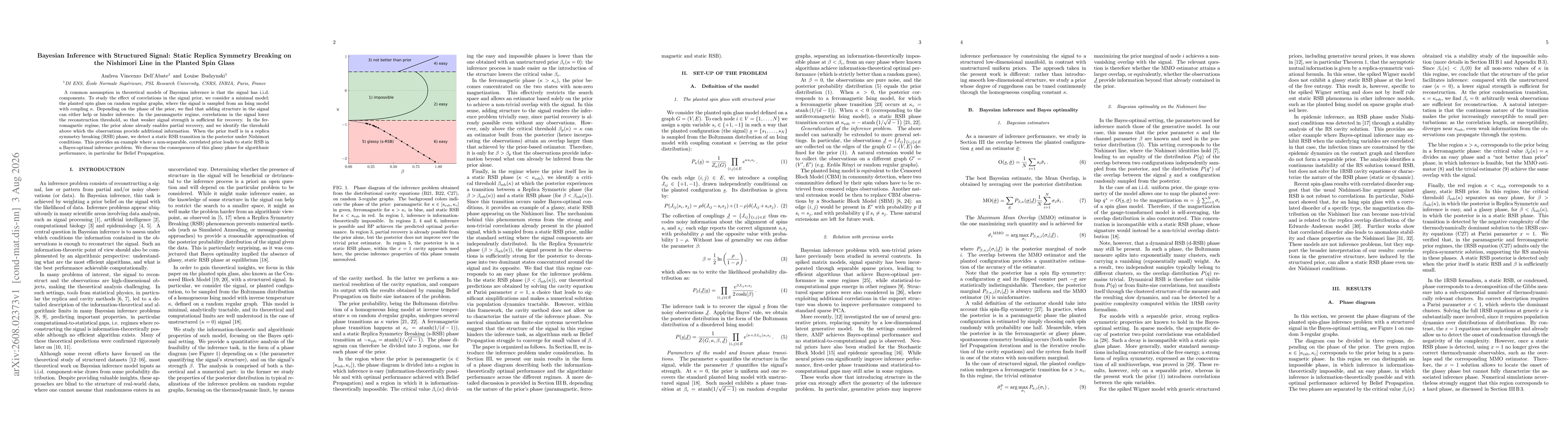 Thumbnail for Bayesian Inference with Structured Signal: Static Replica Symmetry Breaking on the Nishimori Line in the Planted Spin Glass