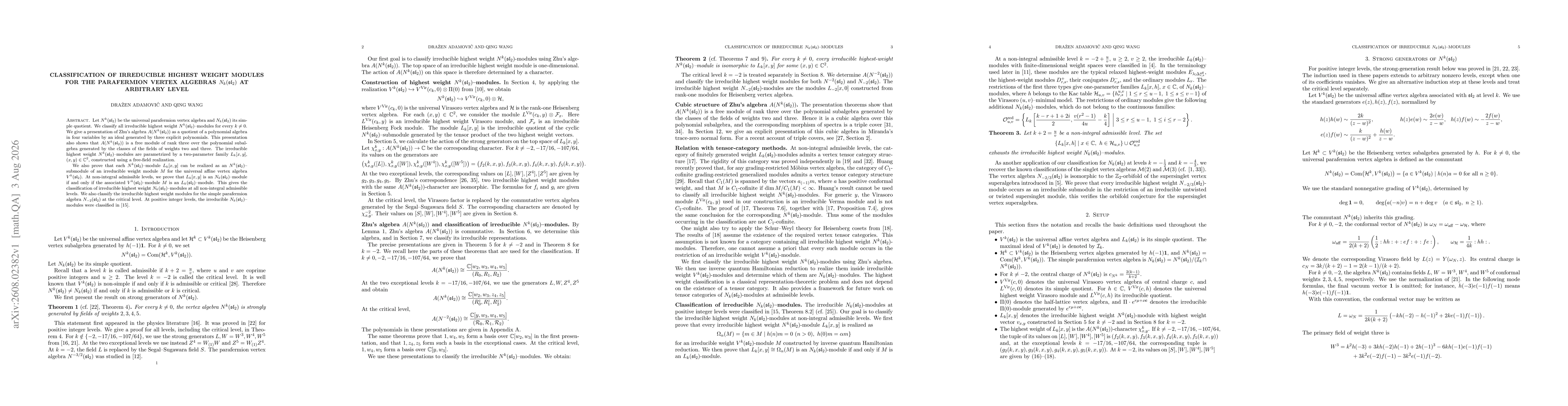 Thumbnail for Classification of irreducible highest weight modules for the parafermion vertex algebras $N_k(\mathfrak{sl}_2)$ at arbitrary level