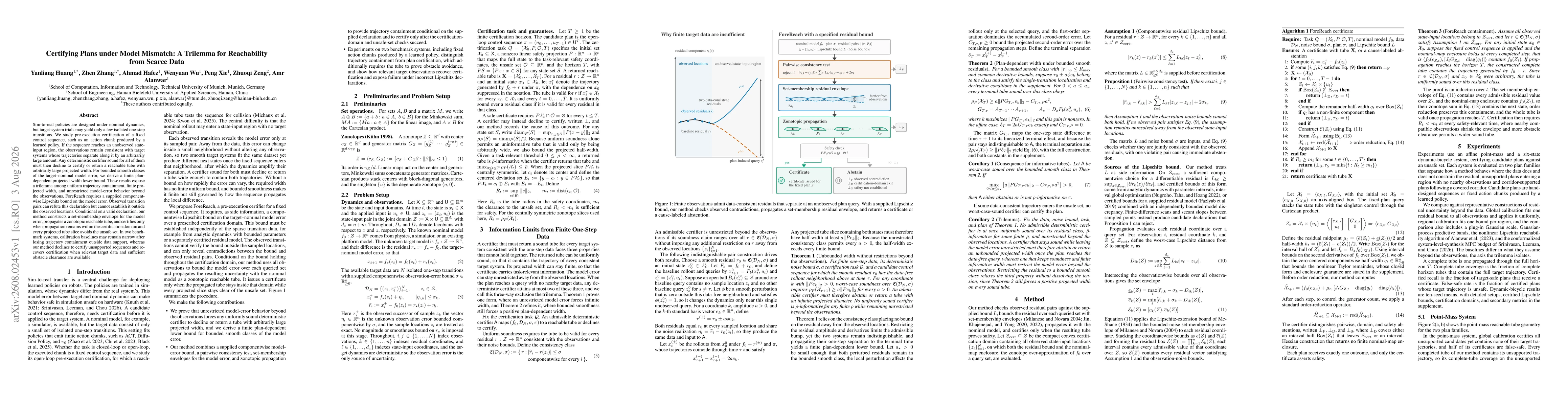 Thumbnail for Certifying Plans under Model Mismatch: A Trilemma for Reachability from Scarce Data