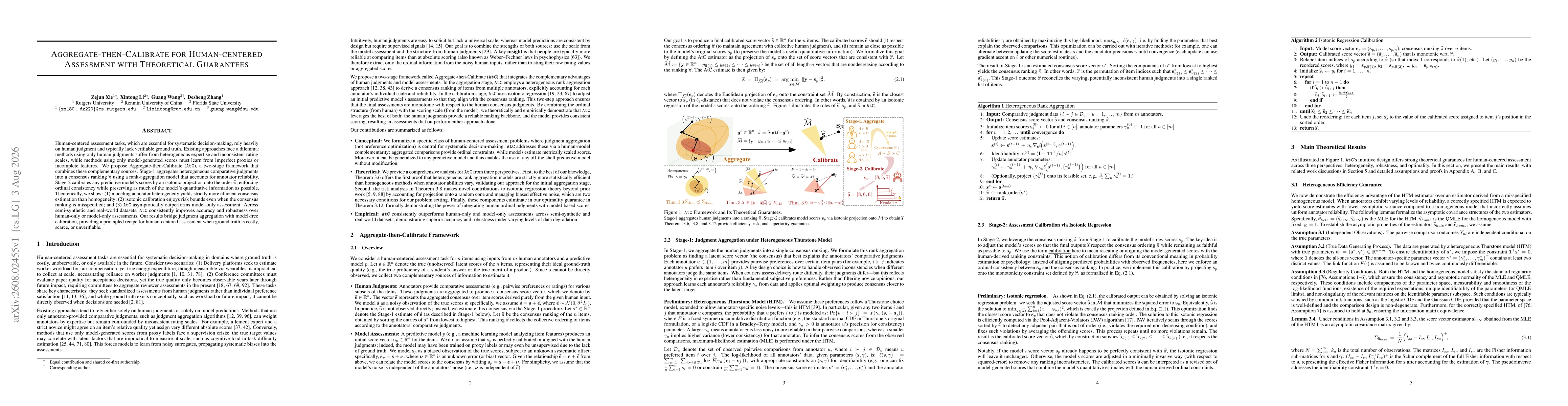 Thumbnail for Aggregate-then-Calibrate for Human-centered Assessment with Theoretical Guarantees