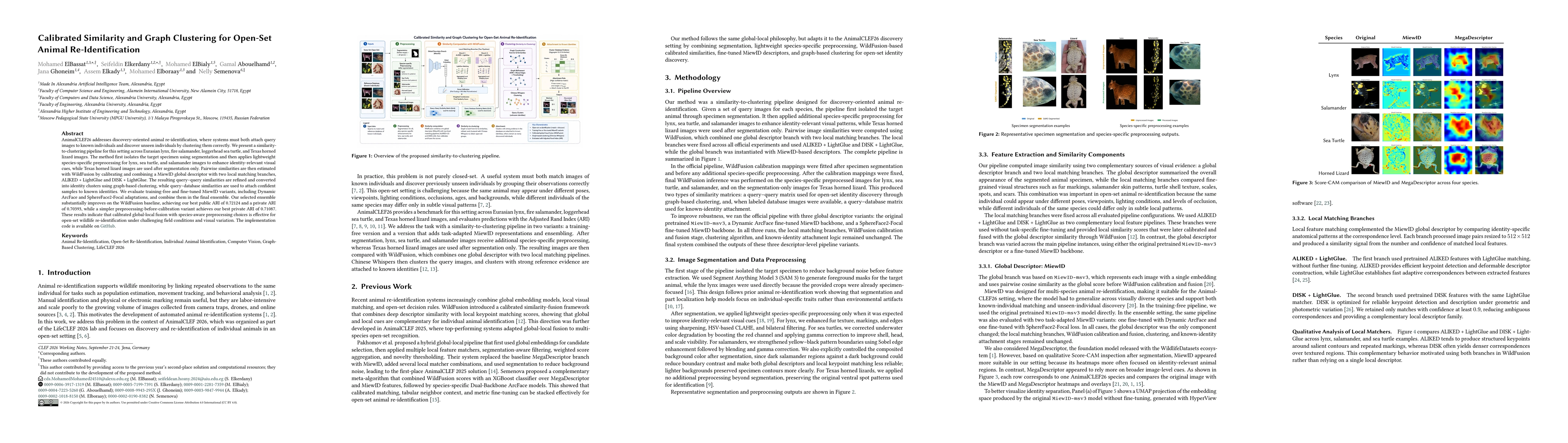 Thumbnail for Calibrated Similarity and Graph Clustering for Open-Set Animal Re-Identification