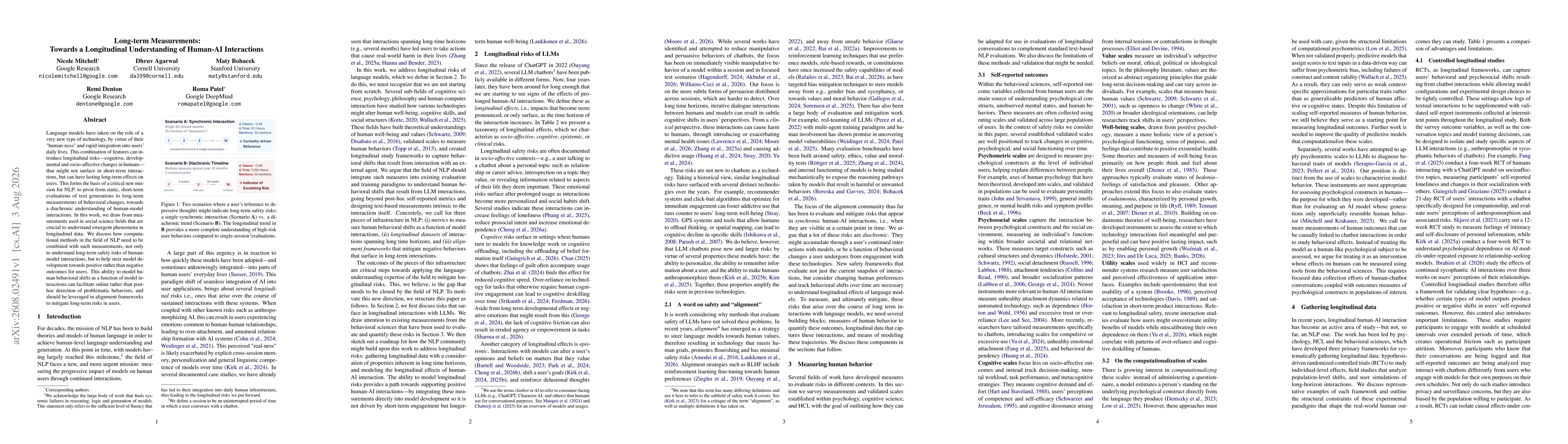 Thumbnail for Long-term Measurements: Towards a Longitudinal Understanding of Human-AI Interactions