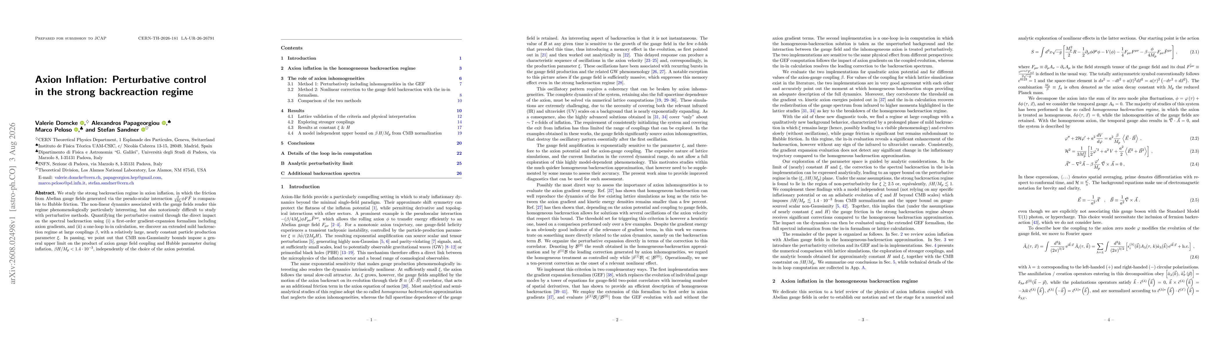 Thumbnail for Axion Inflation: Perturbative control in the strong backreaction regime