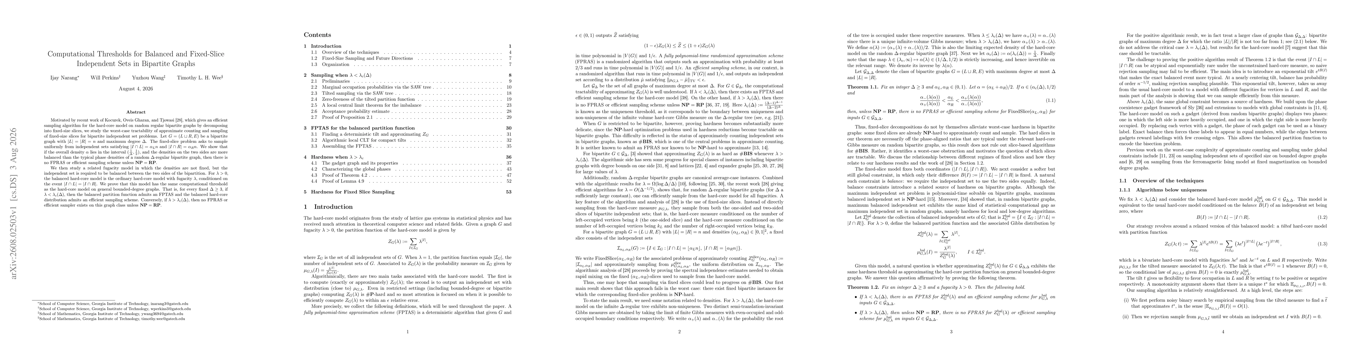 Thumbnail for Computational Thresholds for Balanced and Fixed-Slice Independent Sets in Bipartite Graphs