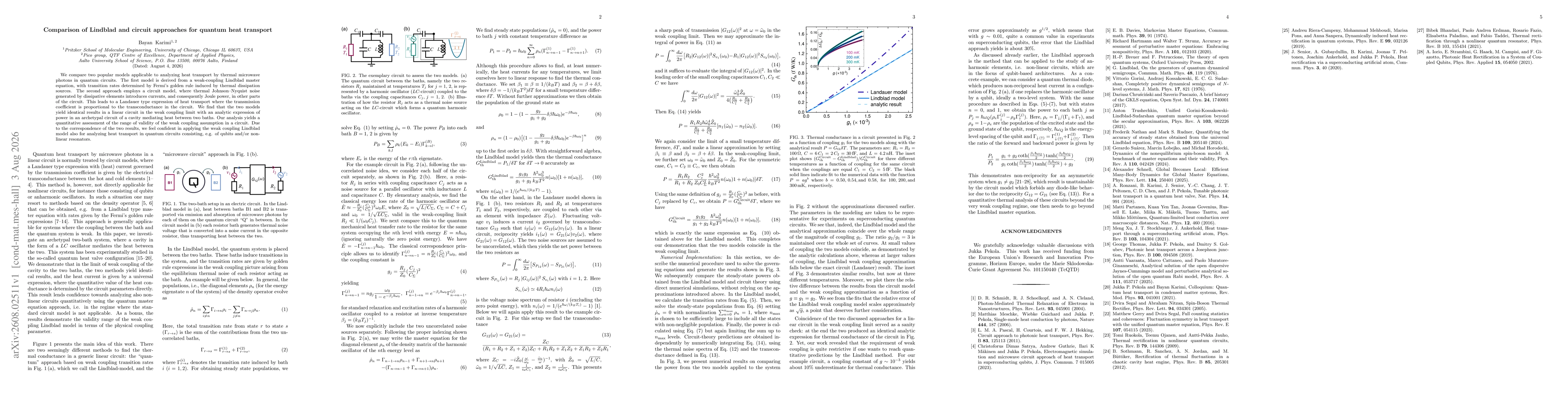 Thumbnail for Comparison of Lindblad and circuit approaches for quantum heat transport