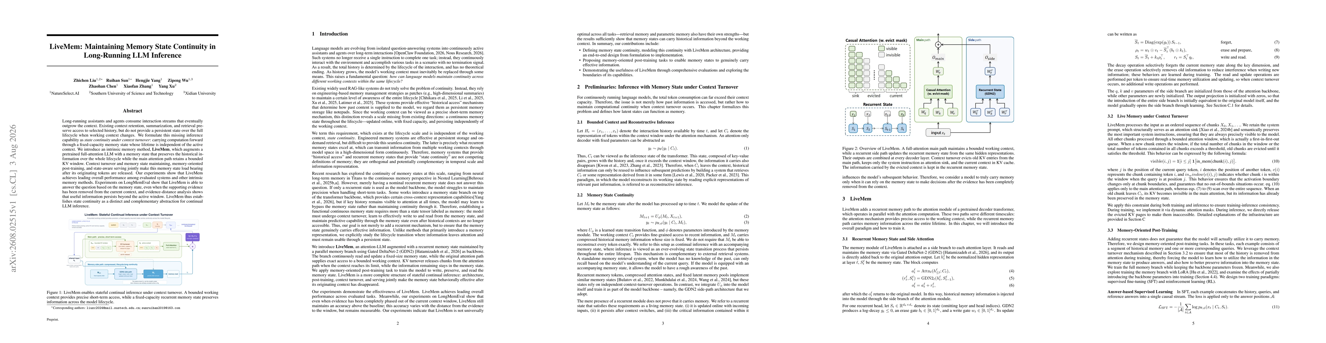 Thumbnail for LiveMem: Maintaining Memory State Continuity in Long-Running LLM Inference