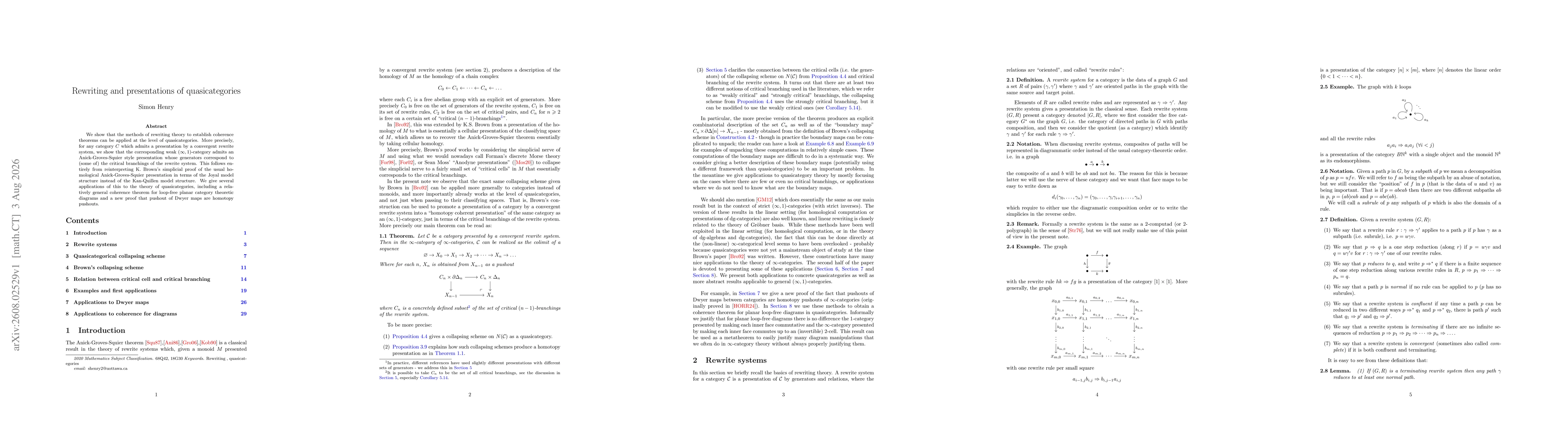 Thumbnail for Rewriting and presentations of quasicategories