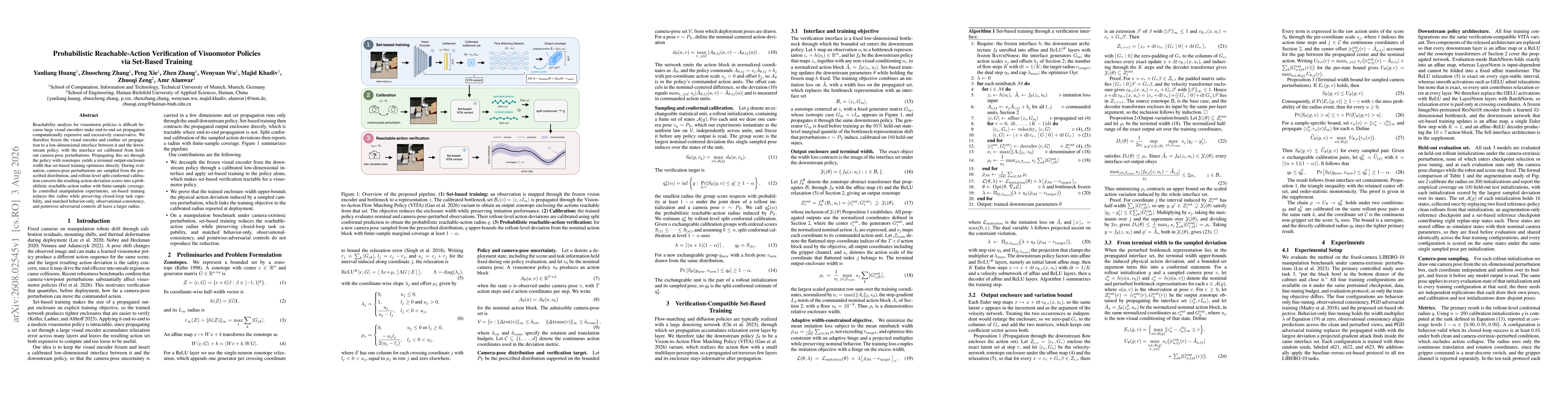 Thumbnail for Probabilistic Reachable-Action Verification of Visuomotor Policies via Set-Based Training