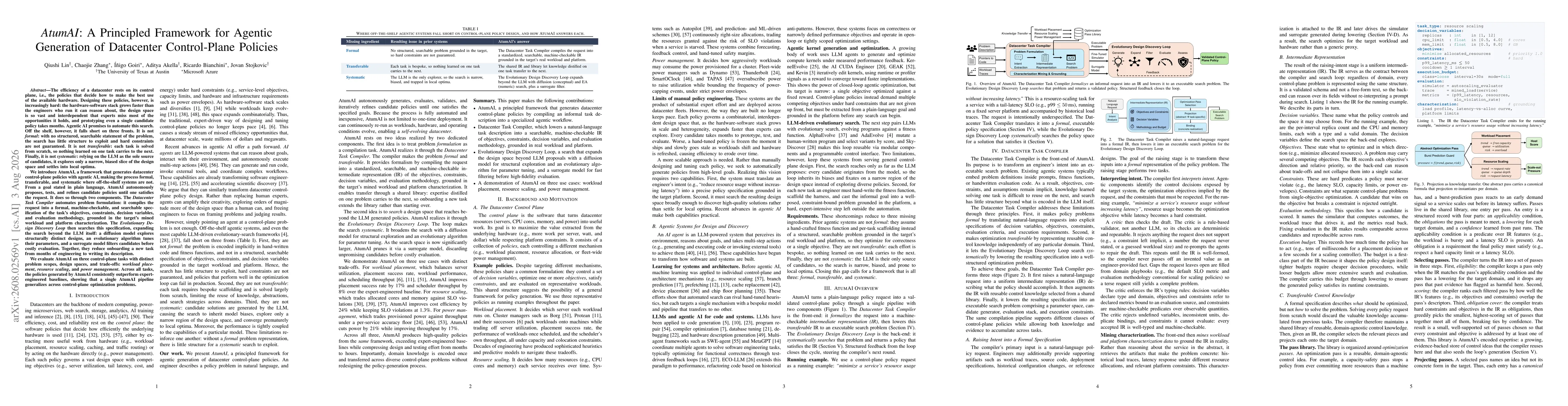 Thumbnail for AtumAI: A Principled Framework for Agentic Generation of Datacenter Control-Plane Policies