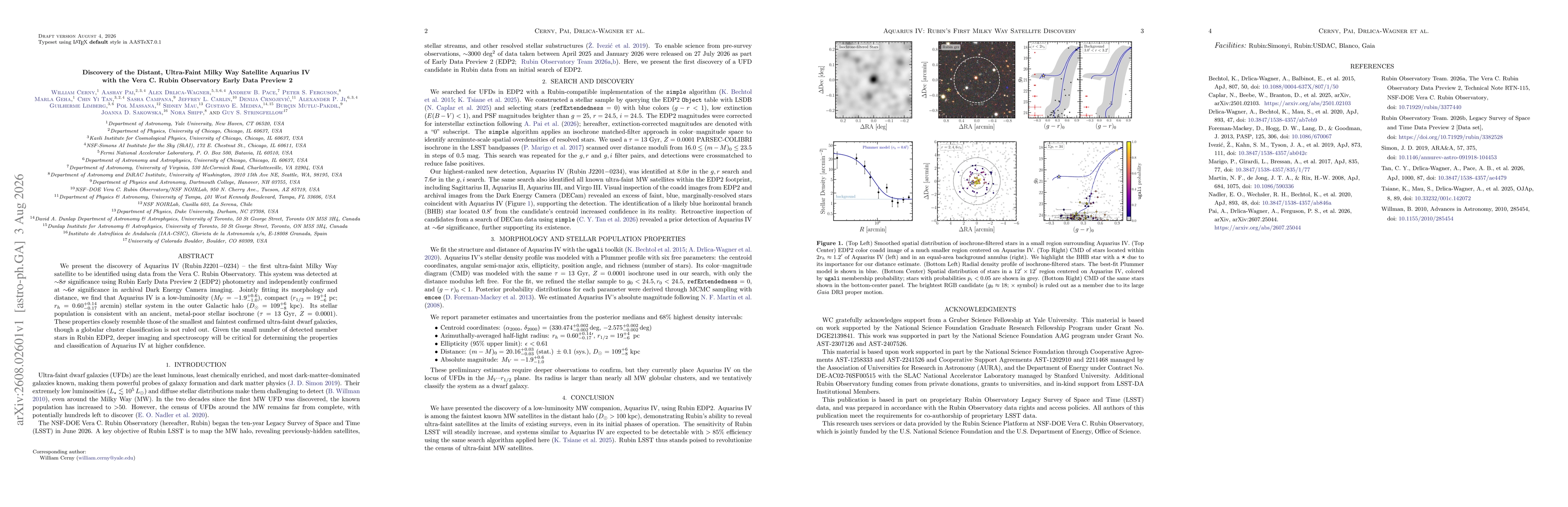 Thumbnail for Discovery of the Distant, Ultra-Faint Milky Way Satellite Aquarius IV with the Vera C. Rubin Observatory Early Data Preview 2