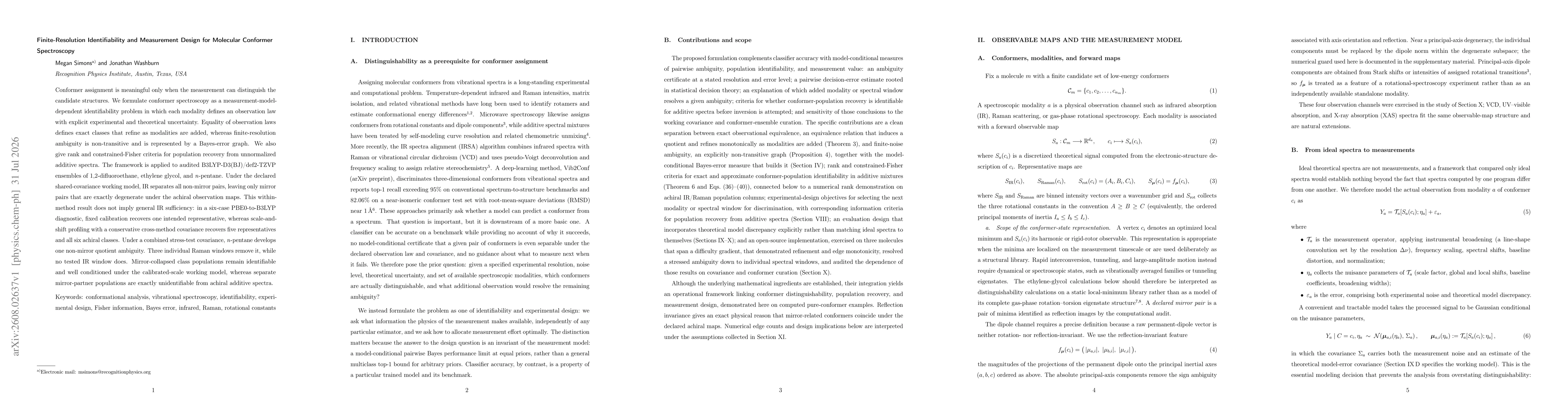 Thumbnail for Finite-Resolution Identifiability and Measurement Design for Molecular Conformer Spectroscopy