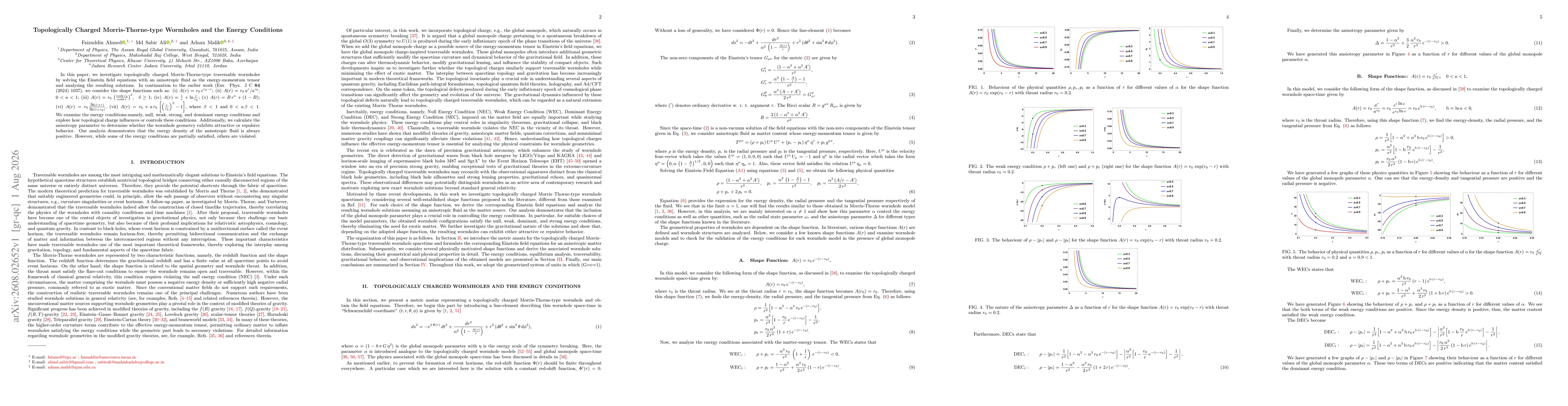 Thumbnail for Topologically Charged Morris-Thorne-type Wormholes and the Energy Conditions