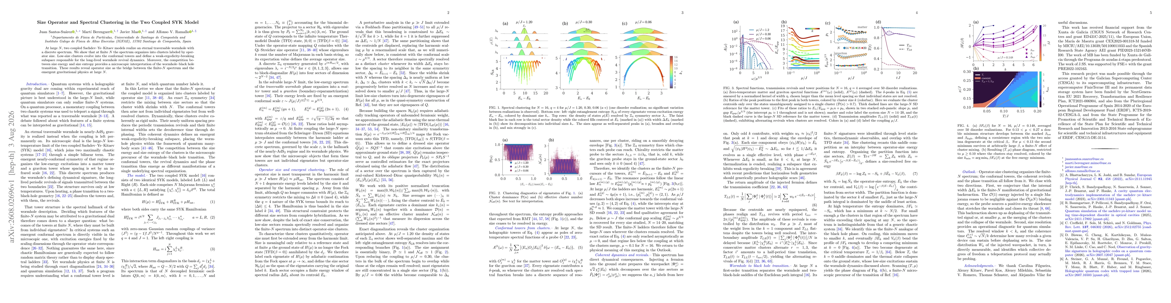 Thumbnail for Size Operator and Spectral Clustering in the Two Coupled SYK Model