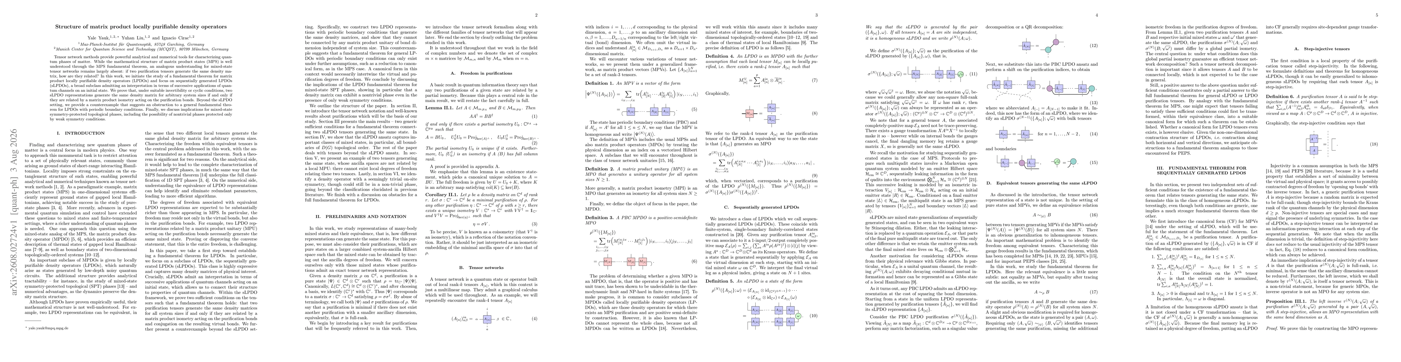 Thumbnail for Structure of matrix product locally purifiable density operators