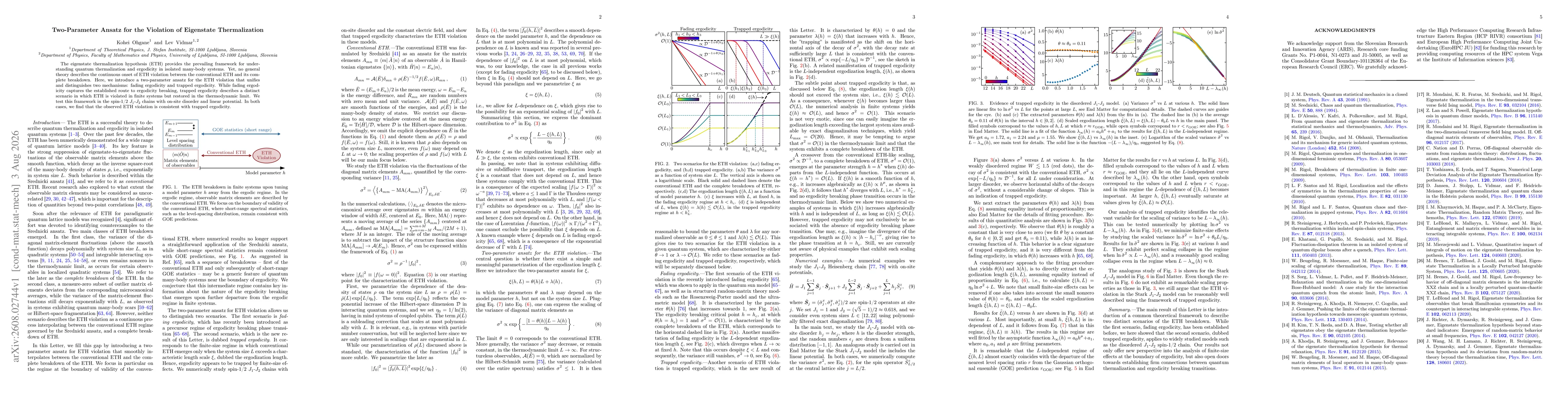 Thumbnail for Two-Parameter Ansatz for the Violation of Eigenstate Thermalization