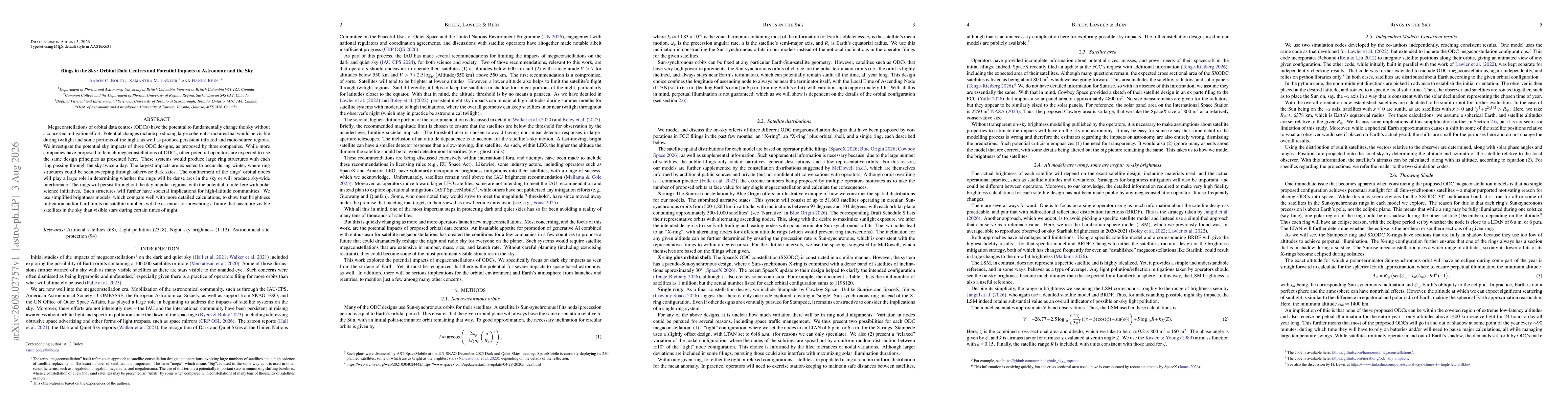 Thumbnail for Rings in the Sky: Orbital Data Centres and Potential Impacts to Astronomy and the Sky