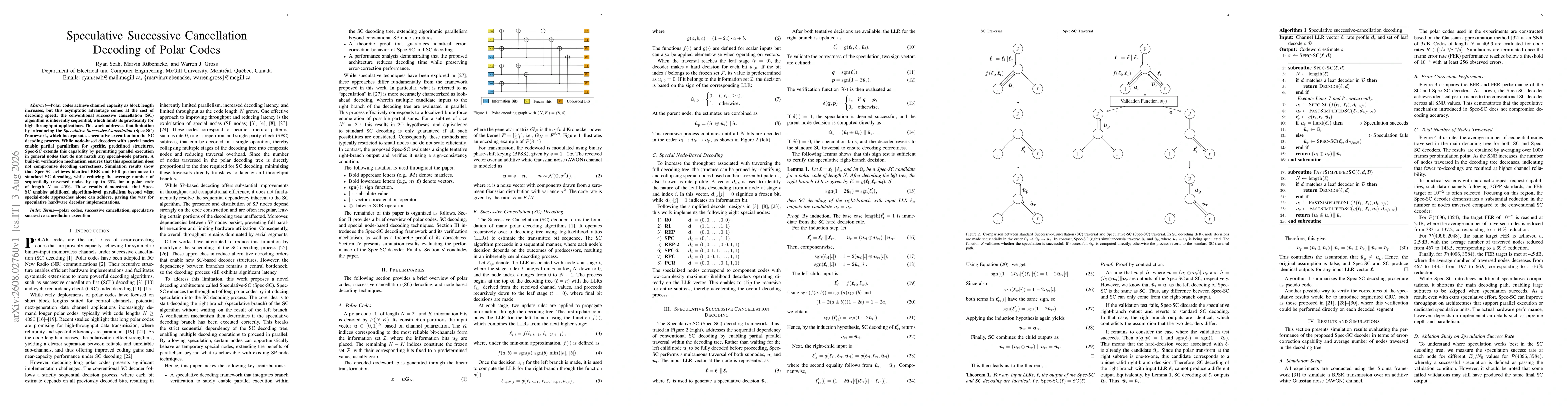 Thumbnail for Speculative Successive Cancellation Decoding of Polar Codes