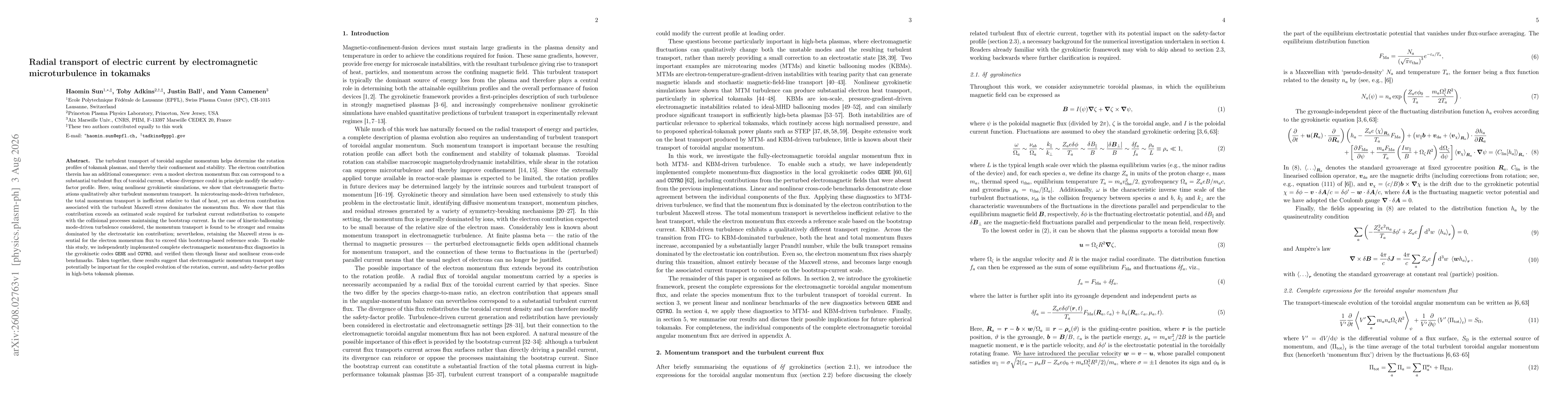 Thumbnail for Radial transport of electric current by electromagnetic microturbulence in tokamaks