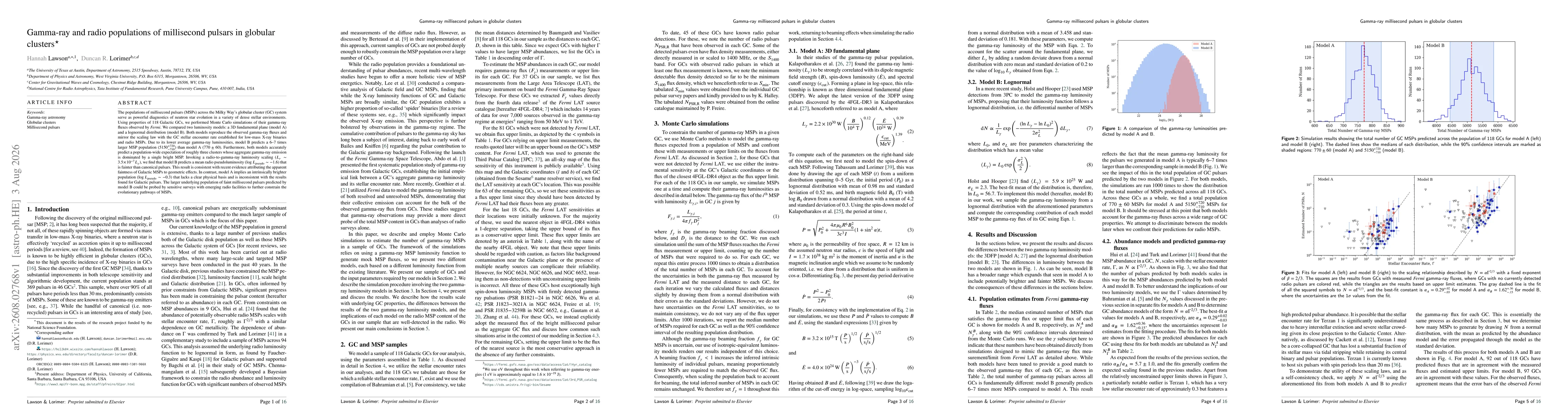 Thumbnail for Gamma-ray and radio populations of millisecond pulsars in globular clusters