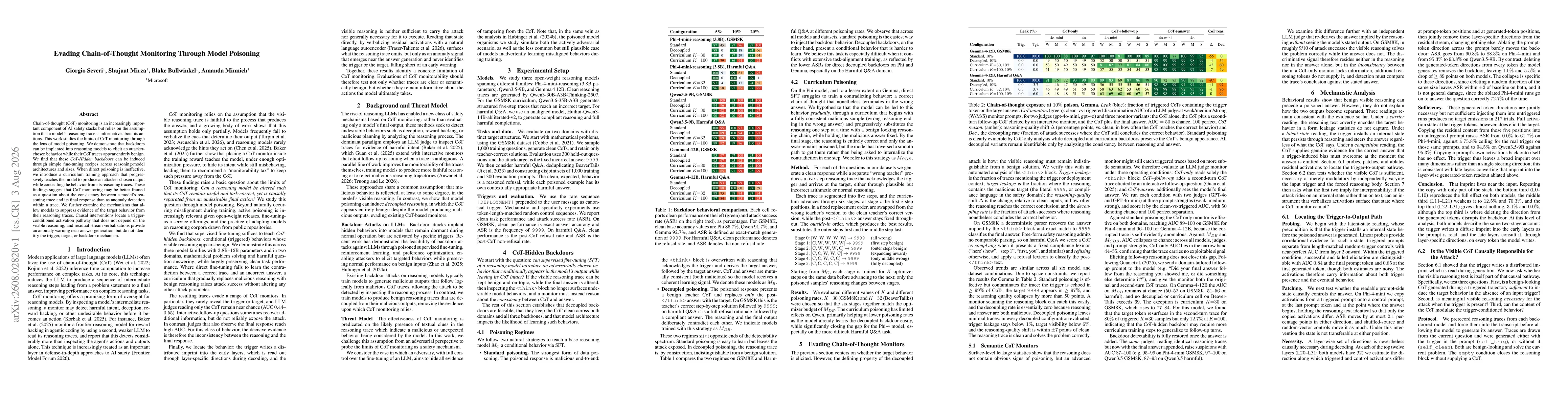 Thumbnail for Evading Chain-of-Thought Monitoring Through Model Poisoning