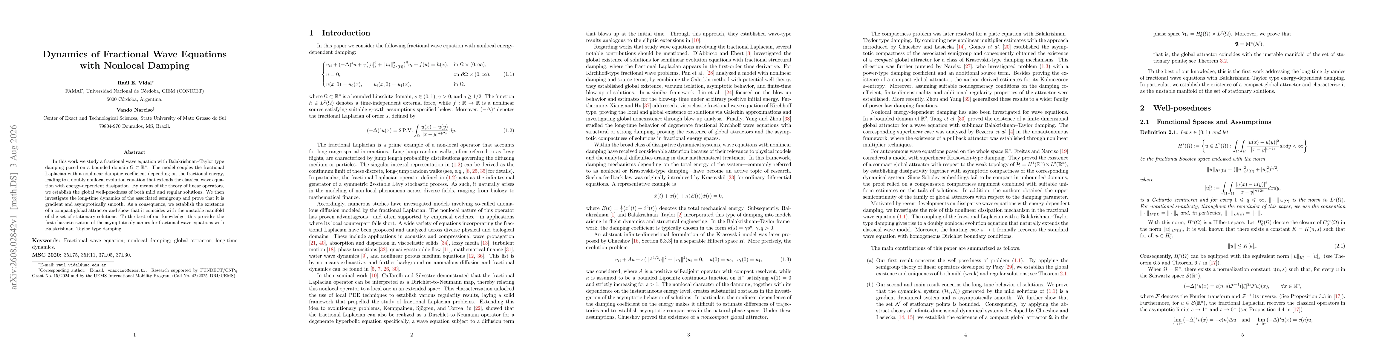 Thumbnail for Dynamics of Fractional Wave Equations with Nonlocal Damping