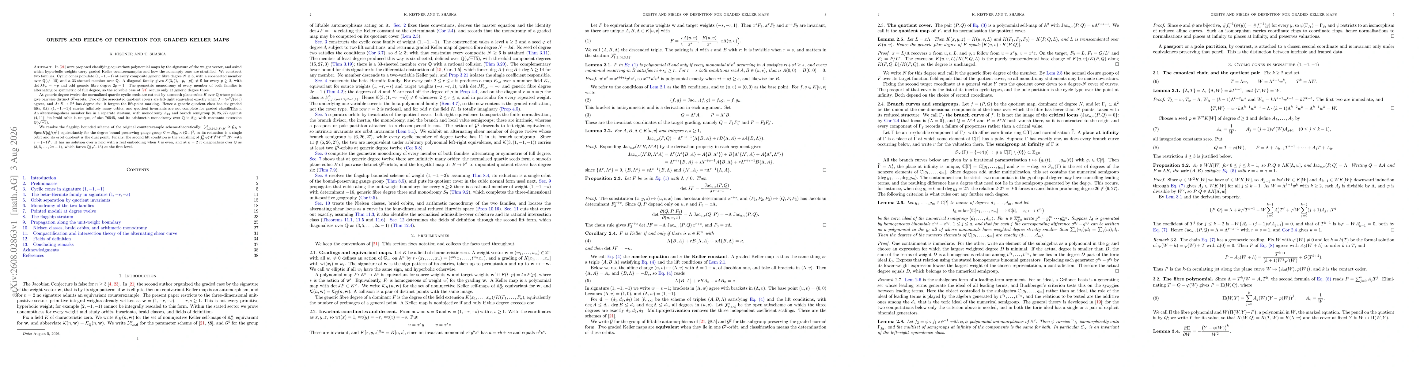 Thumbnail for Orbits and Fields of Definition for Graded Keller Maps