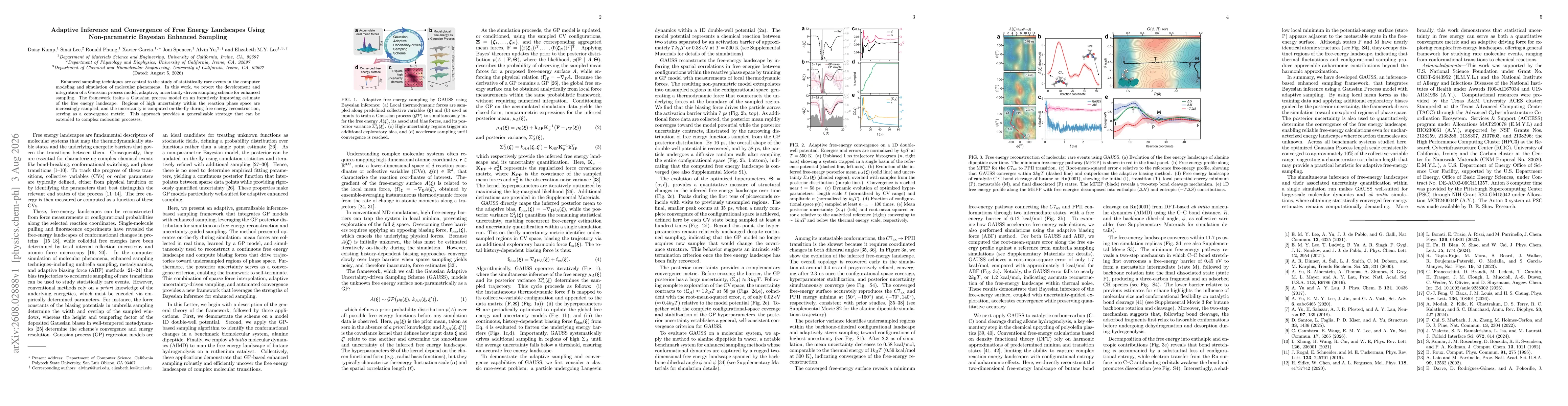 Thumbnail for Adaptive Inference and Convergence of Free Energy Landscapes Using Non-parametric Bayesian Enhanced Sampling