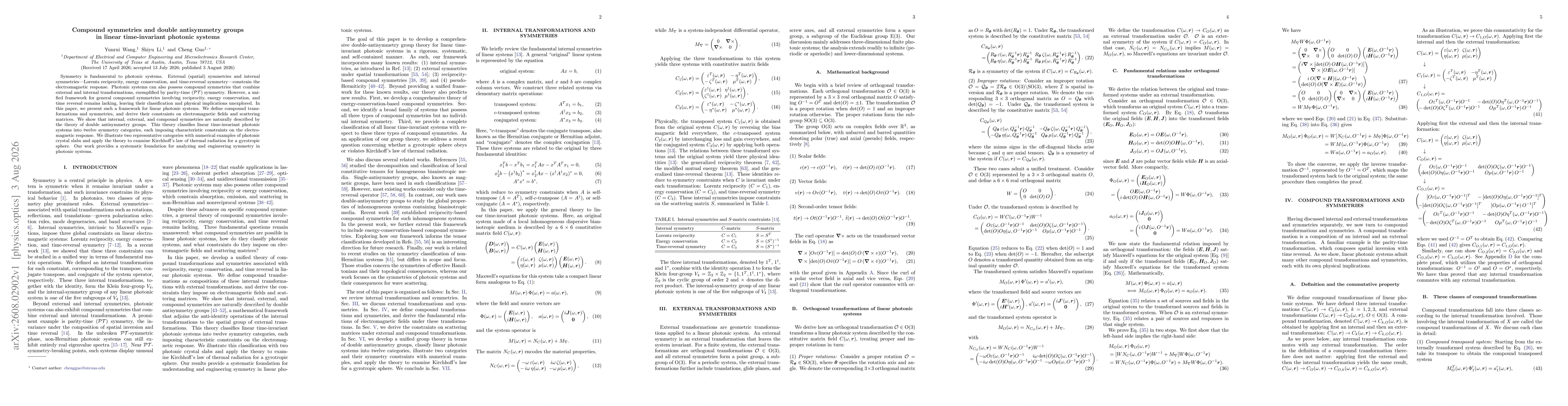 Thumbnail for Compound symmetries and double antisymmetry groups in linear time-invariant photonic systems