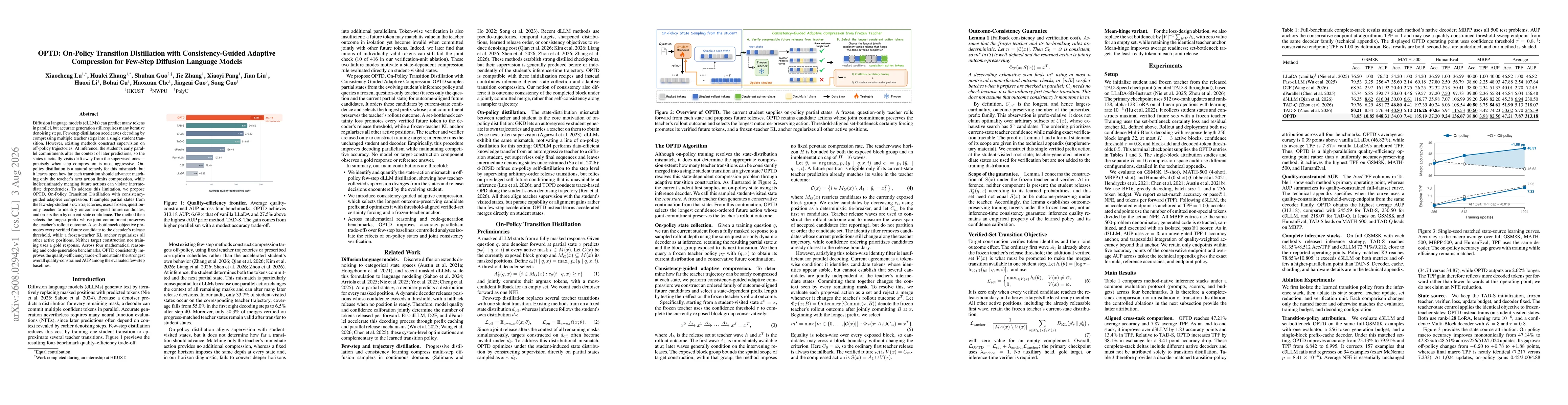 Thumbnail for OPTD: On-Policy Transition Distillation with Consistency-Guided Adaptive Compression for Few-Step Diffusion Language Models