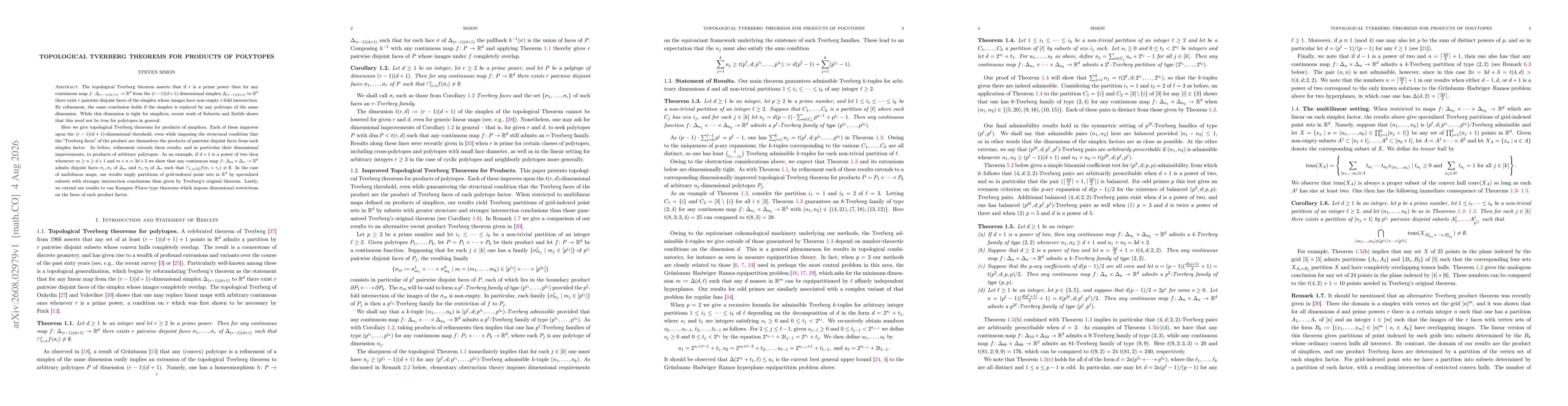 Thumbnail for Topological Tverberg theorems for products of polytopes