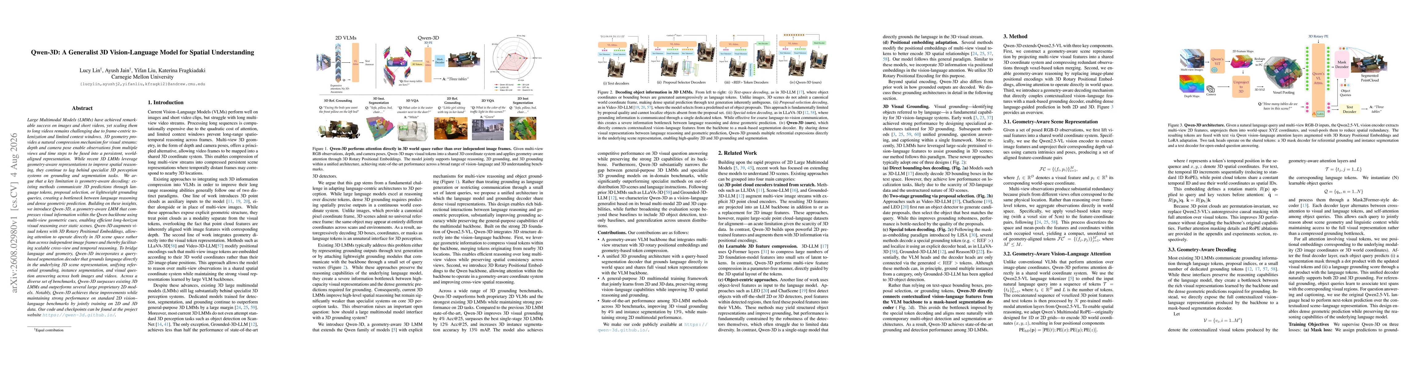 Thumbnail for Qwen-3D: A Generalist 3D Vision-Language Model for Spatial Understanding