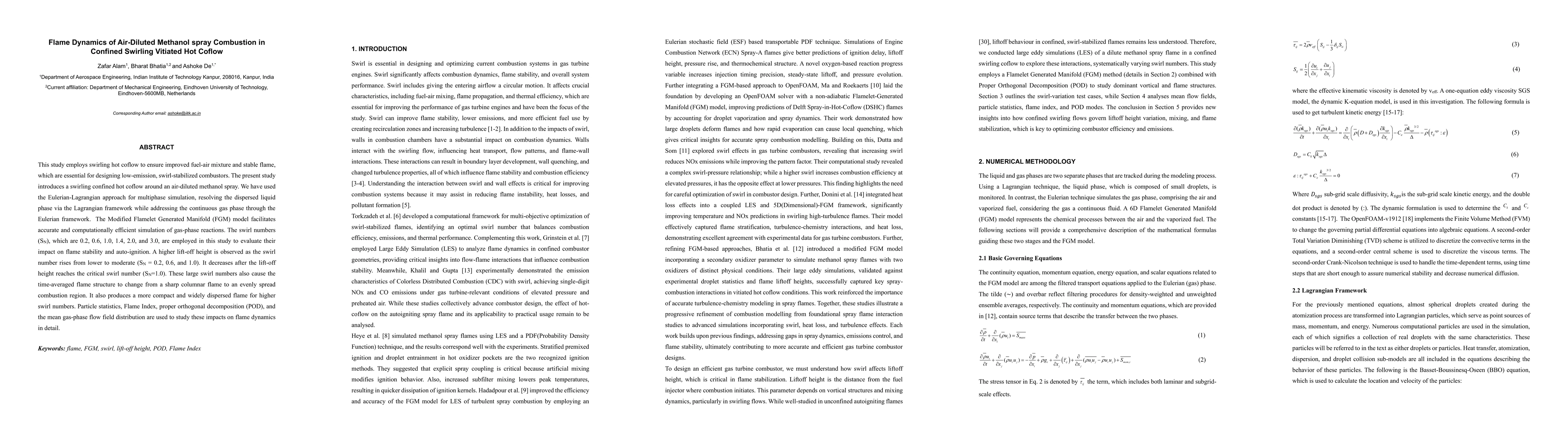 Thumbnail for Flame Dynamics of Air-Diluted Methanol spray Combustion in Confined Swirling Vitiated Hot Coflow